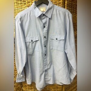 Levi’s Vintage Blue/White Stripe‎ shirt-Size: Large, Missing 2nd/bottom Button